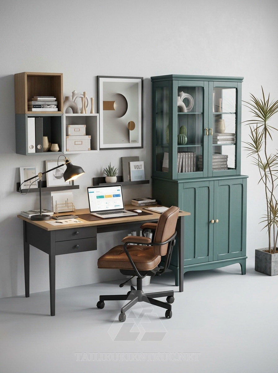 23. Sketchup model bộ bàn học và tủ kệ miễn phí