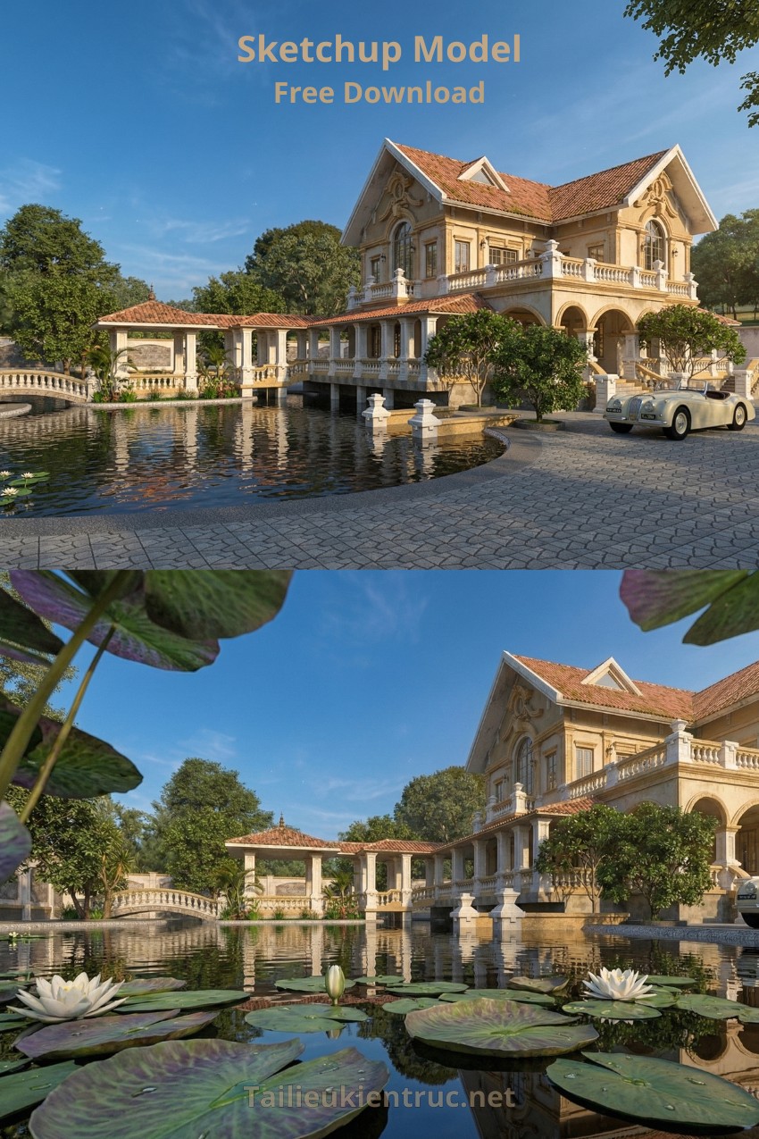 26. Phối cảnh kiến trúc biệt thự mái dốc 2 tầng KTS Do Minh Hoang