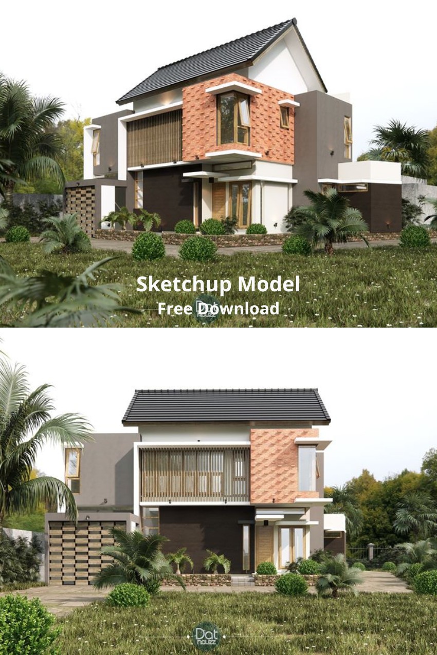 27. Phối cảnh Sketchup biệt thự 2 tầng hiện đại tác giả DatHouzz
