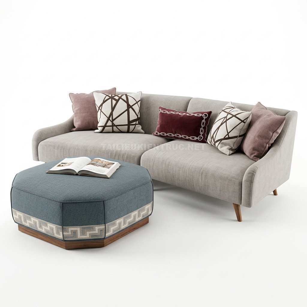 322. Sofa và bàn bọc nỉ tải miễn phí file sketchup