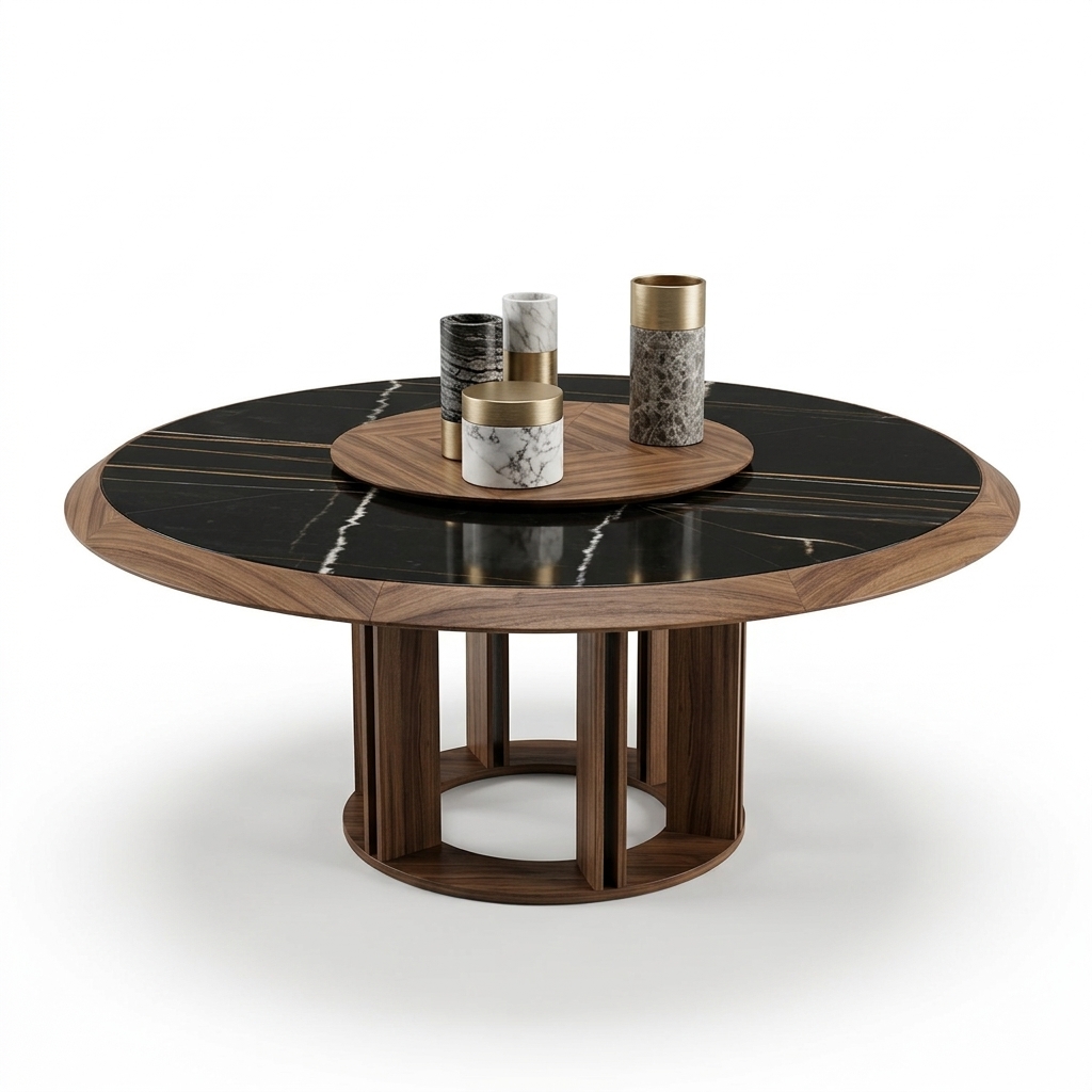 36. Model bàn trà tròn gỗ đá file sketchup