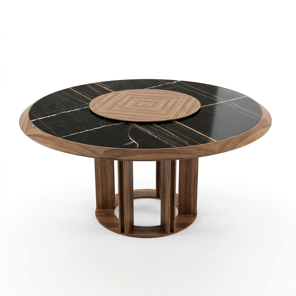 38. Sketchup model bàn trà tròn gỗ đá