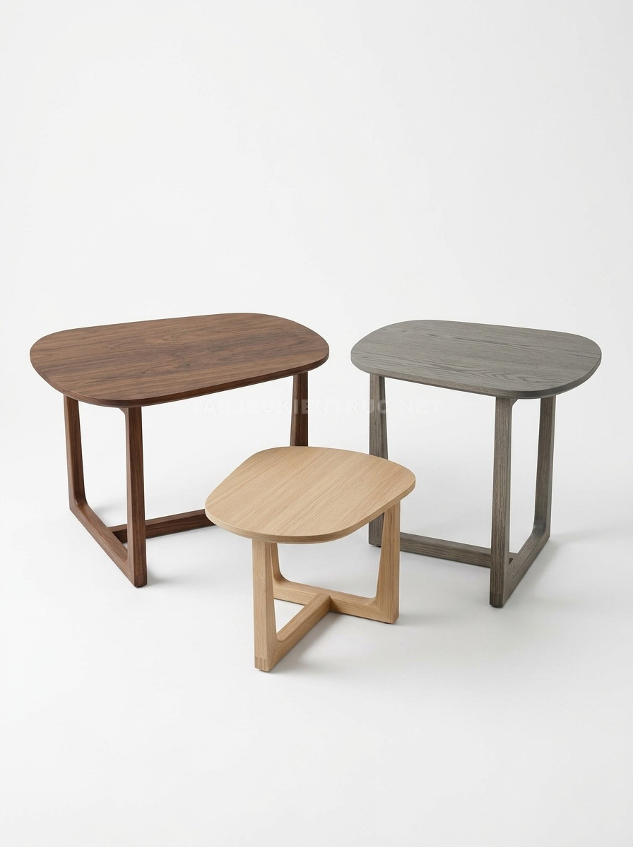 50. Sketchup model bộ bàn trà gỗ kết hợp