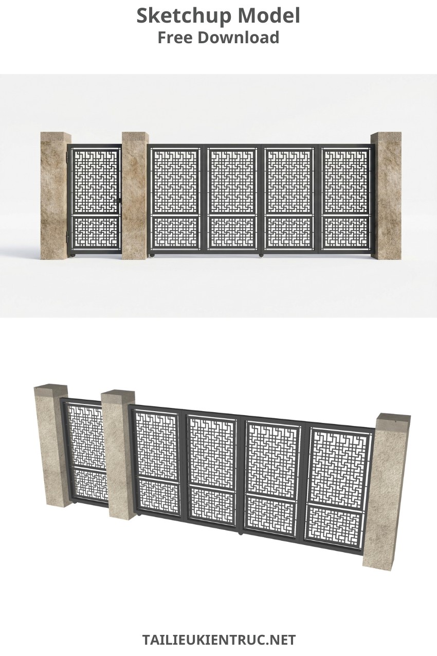 117. Tải miễn phí mẫu cổng hiện đại file sketchup