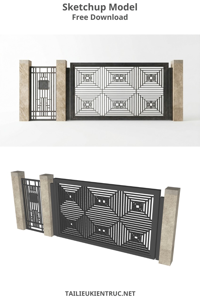 119. Tải miễn phí mẫu cổng hiện đại file sketchup
