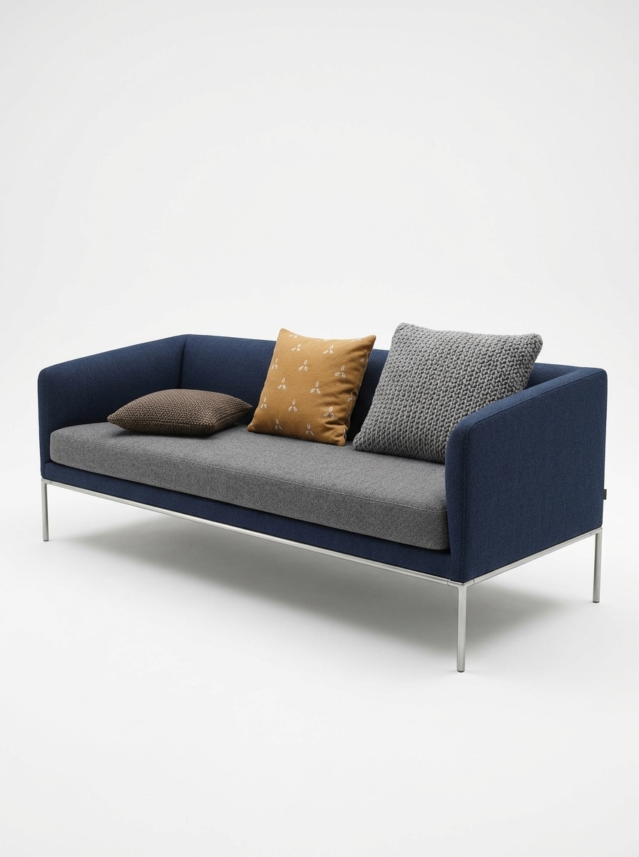 339. Sketchup model bộ Sofa băng hiện đại phối màu xanh navy và xám
