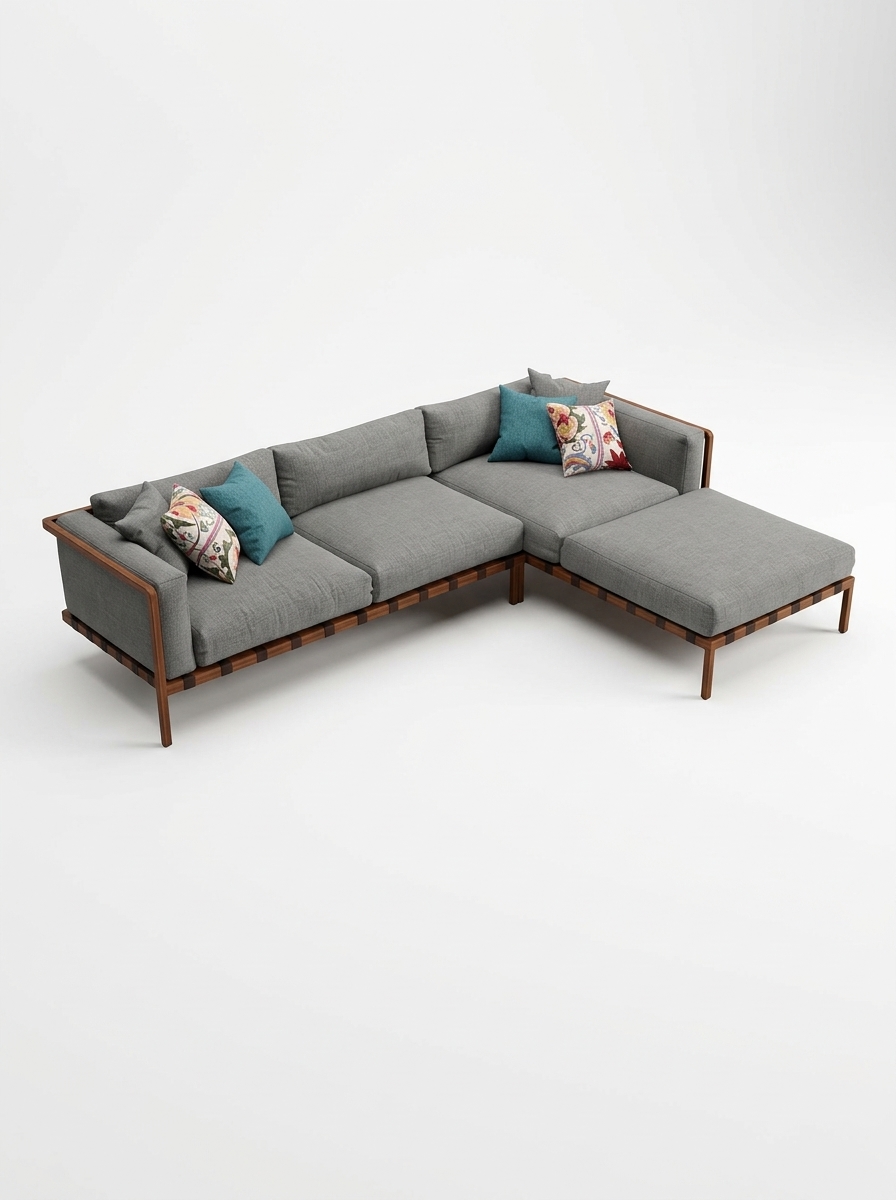 340. Sketchup model sofa góc bọc nỉ hiện đại
