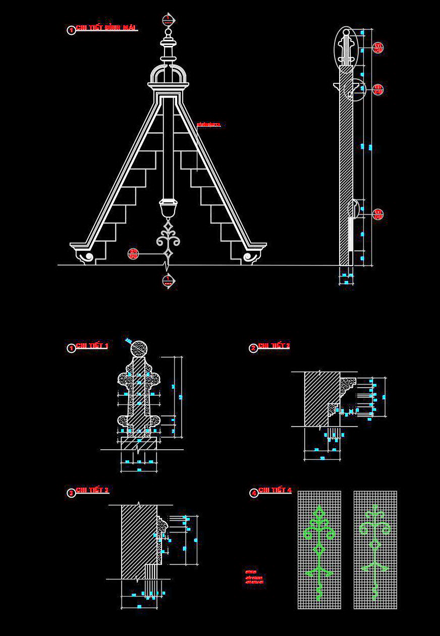 38. File cad chi tiết mái, ban công, cửa sổ tân cổ điển miễn phí