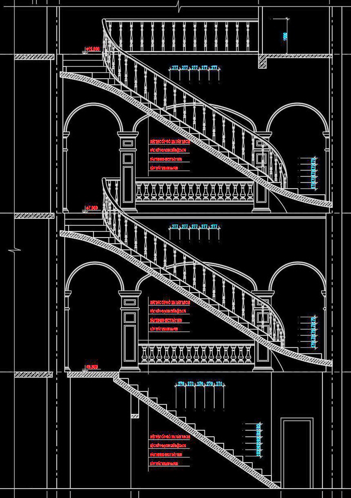 32. Bản vẽ chi tiết thang tân cổ điển