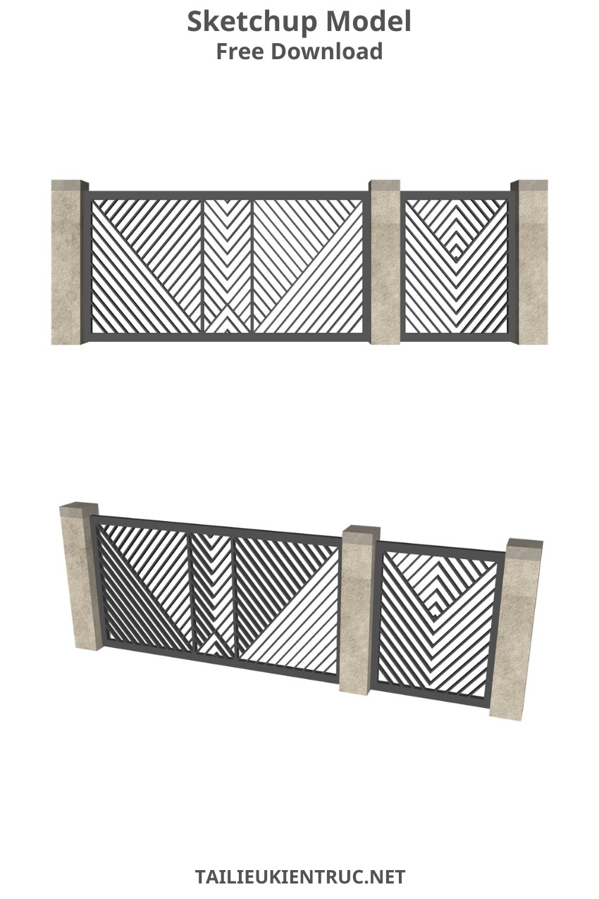 123. Model sketchup mẫu cổng thespp hiện đại