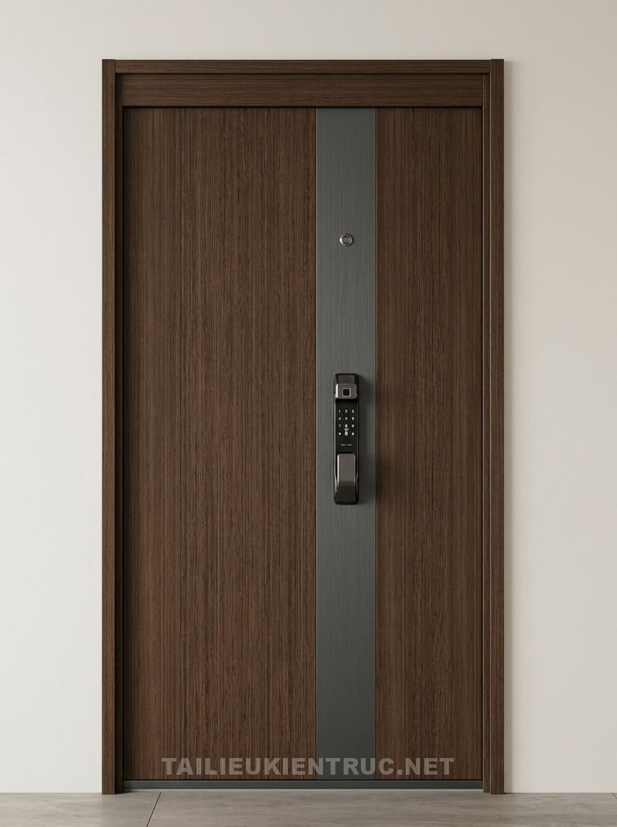 143. Model sketchup cửa thép vân gỗ hiện đại