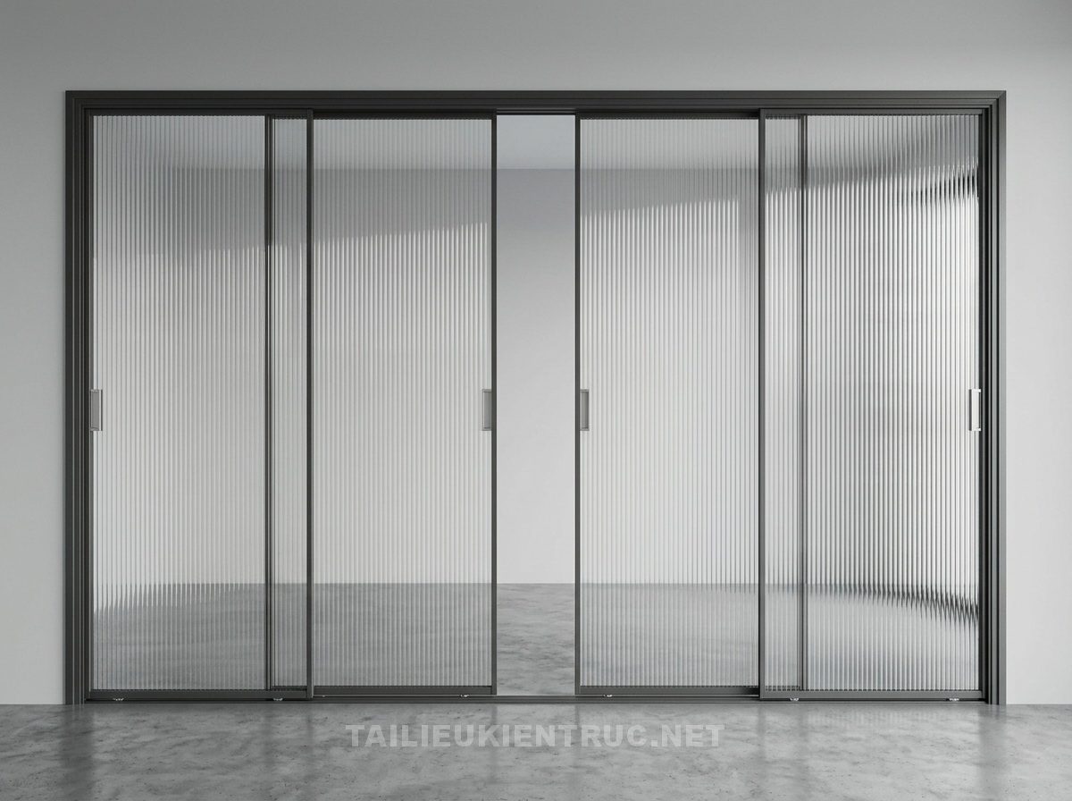 145. Sketchup model cửa kính lùa hiện đại