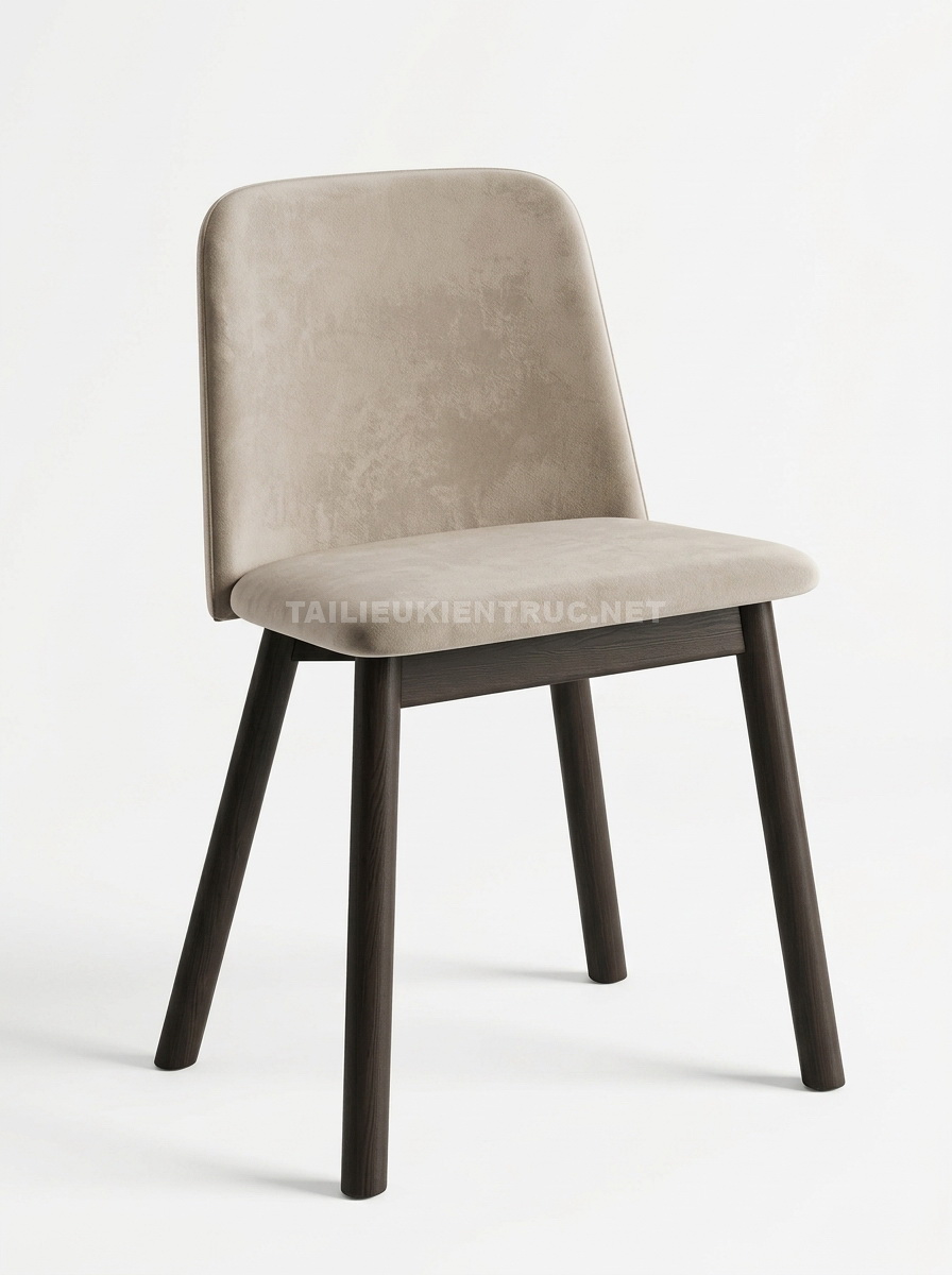 205. Model SketchUp ghế ăn bọc nệm hiện đại chân gỗ