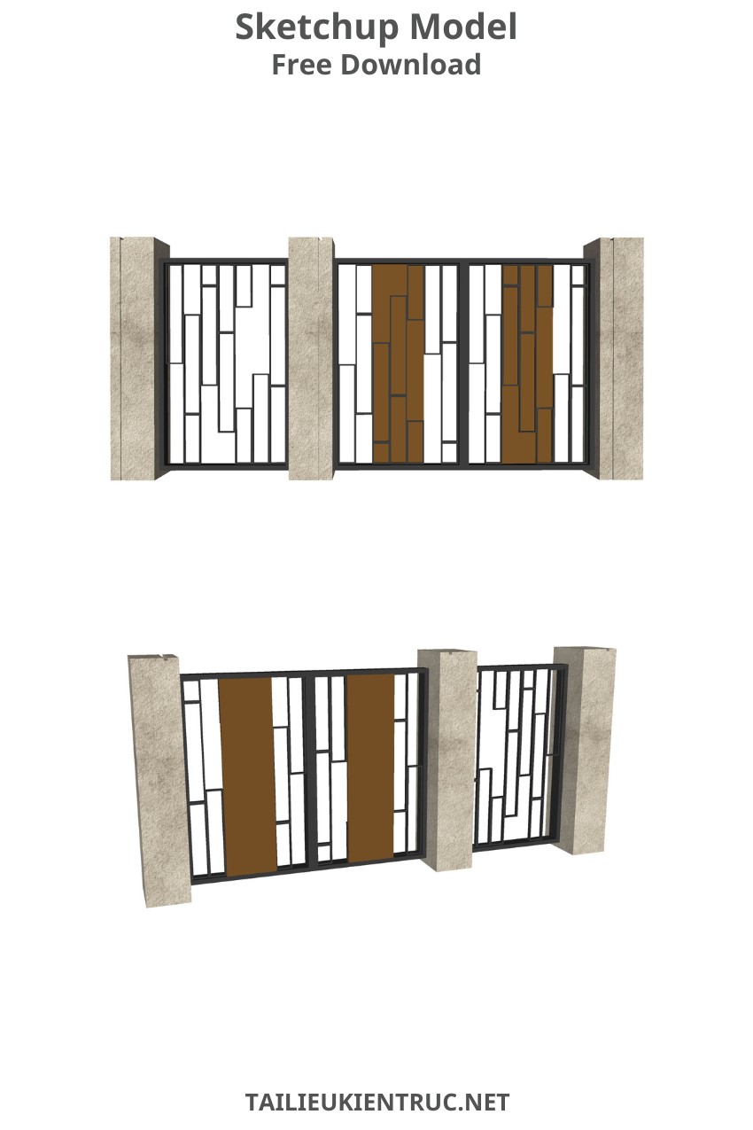 128. Model cổng nan sắt hiện đại file sketchup