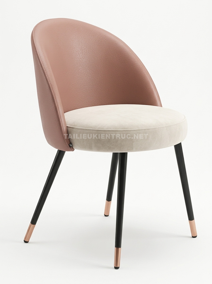 206. Model SketchUp ghế ăn bọc da hiện đại chân bọc đồng cao cấp