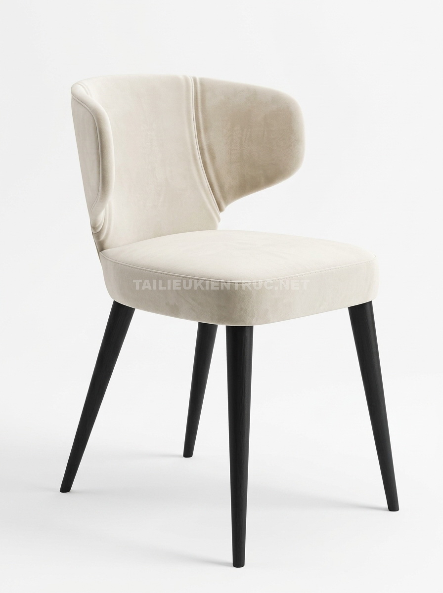 207. Model SketchUp ghế ăn bọc nỉ hiện đại thiết kế tựa lưng cong