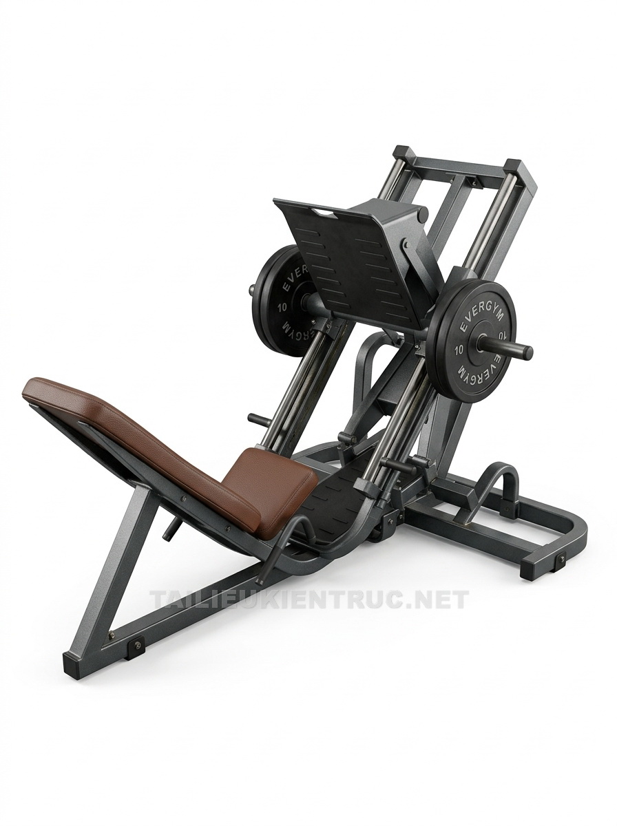 31. Model sketchup Máy đạp đùi 45 độ (Leg Press) tạ miếng