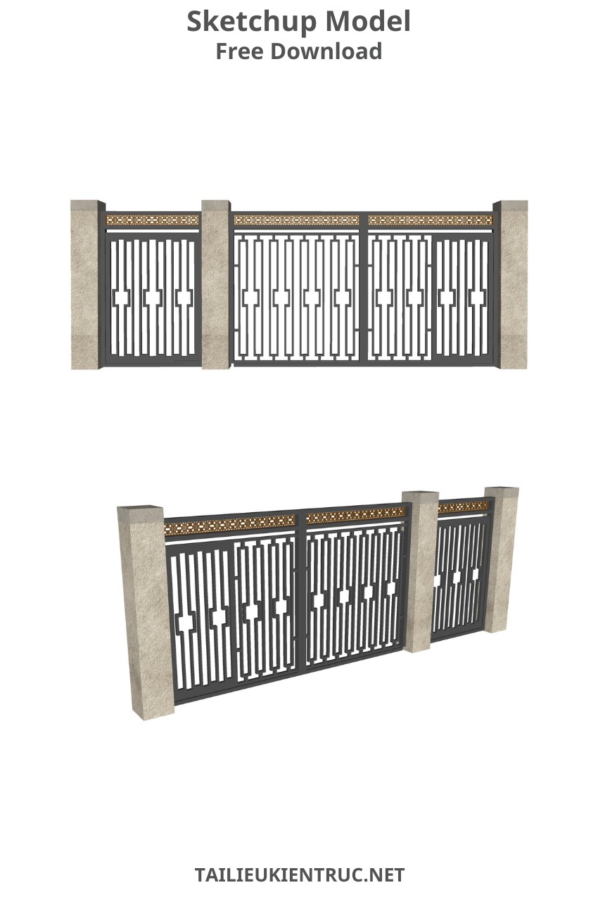 131. Model cổng nan sắt hiện đại file sketchup miễn phí