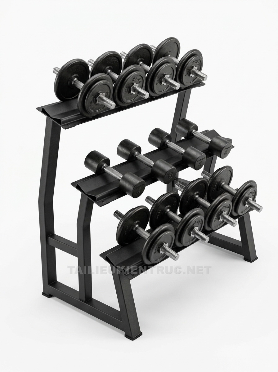 32. Sketchup model Giá để tạ tay (Dumbbell Rack)