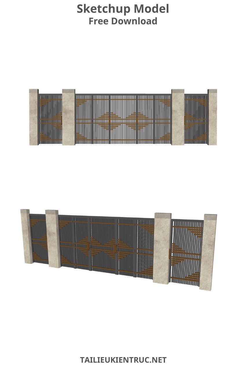 133. Model sketchup cổng hiện đại tải miễn phí