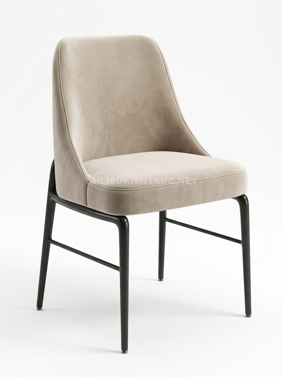 212. Model SketchUp ghế ăn bọc nỉ chân sắt thanh lịch