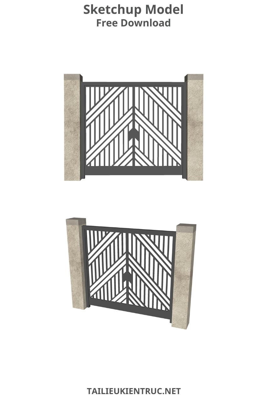135. Model sketchup cổng nan sắt hiện đại