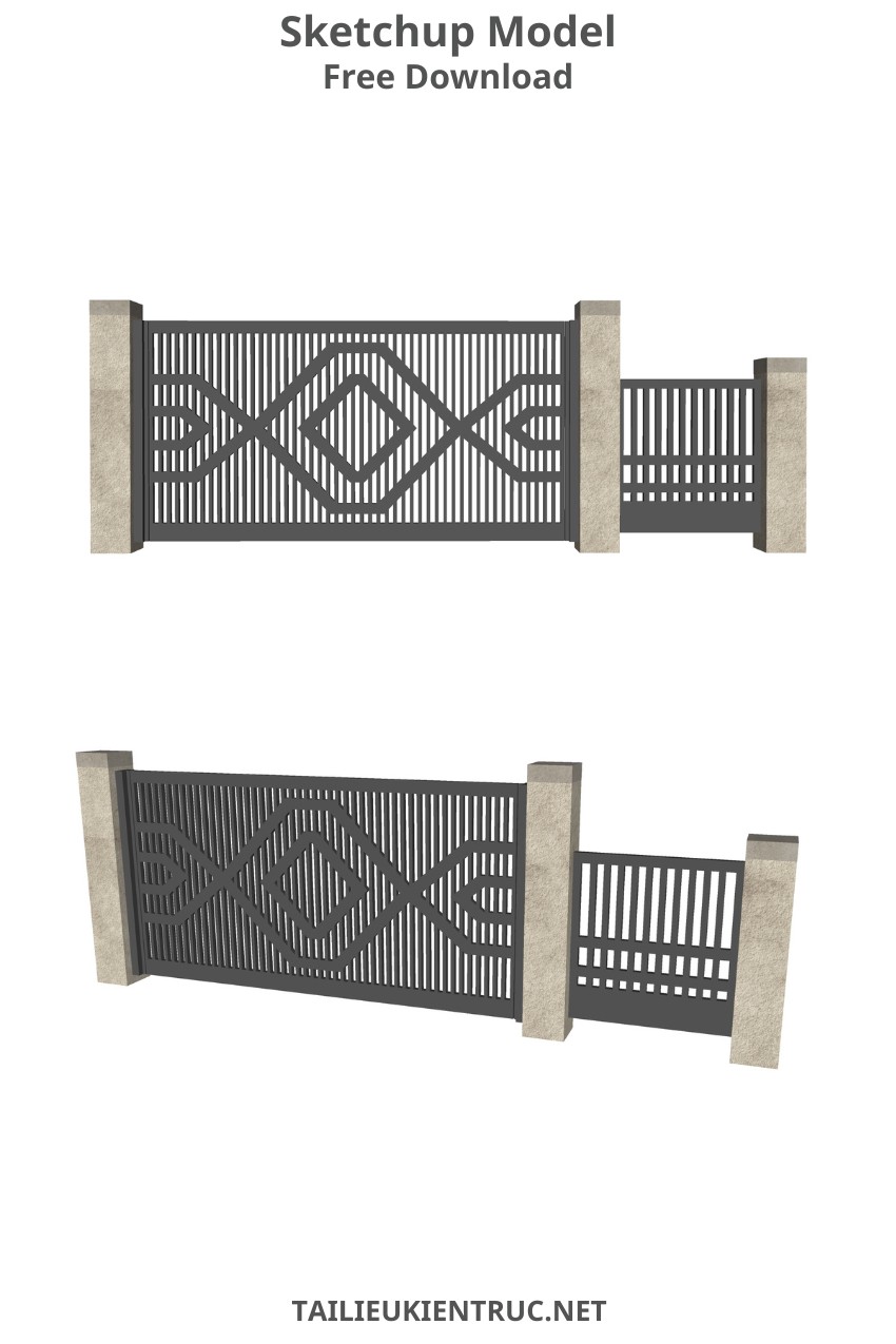 141. Tải model cổng sketchup phong cách hiện đại