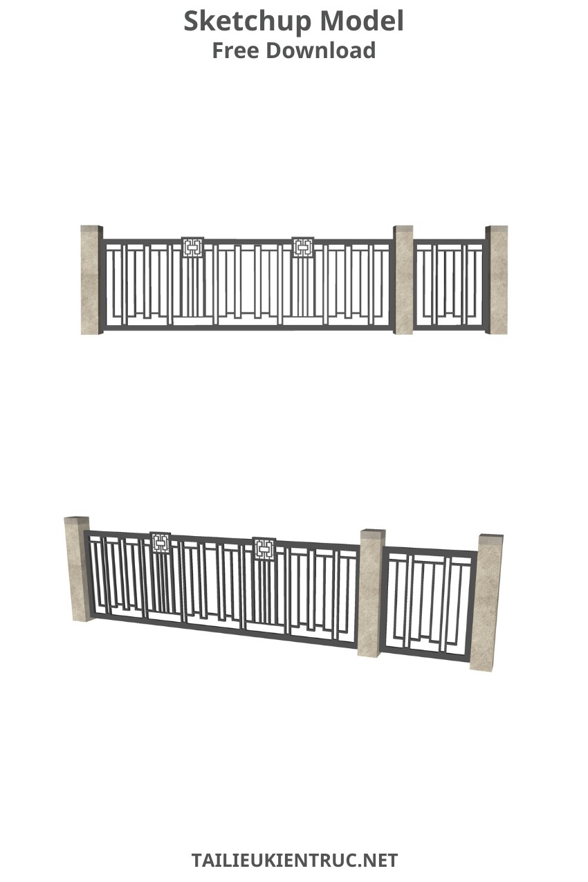 142. Model cổng tường rào file sketchup miễn phí