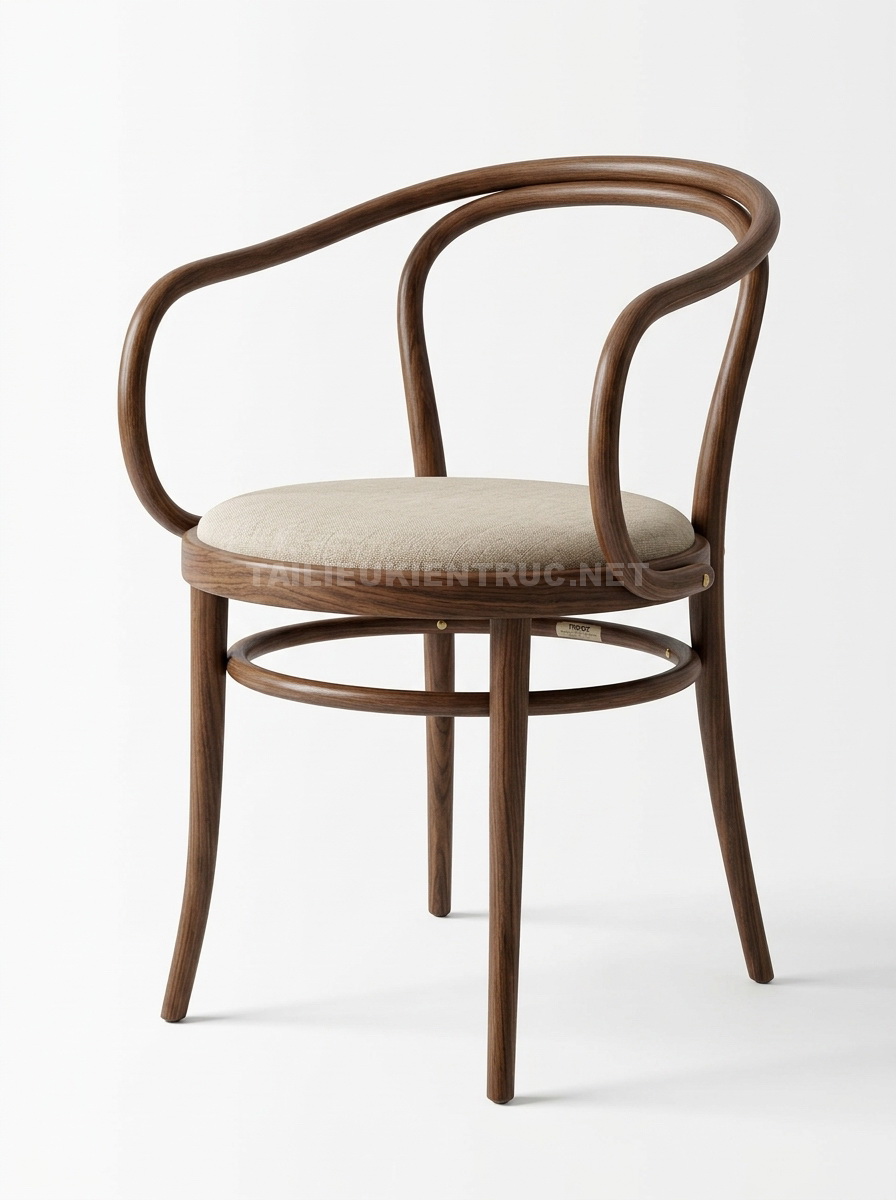 216. Model sketchup Ghế gỗ uốn cong Thonet nệm vải sang trọng