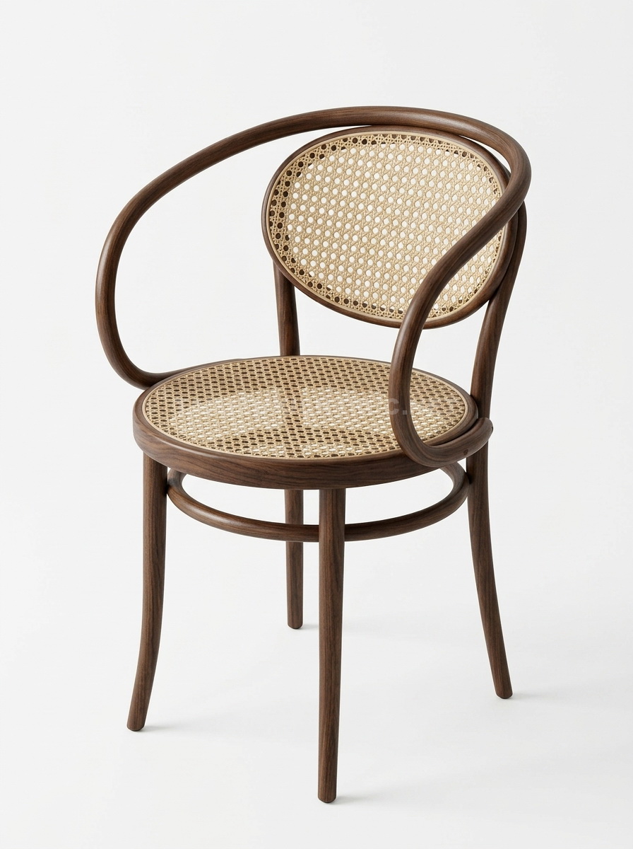 217. Model sketchup Ghế gỗ Thonet tựa mây mắt cáo cổ điển