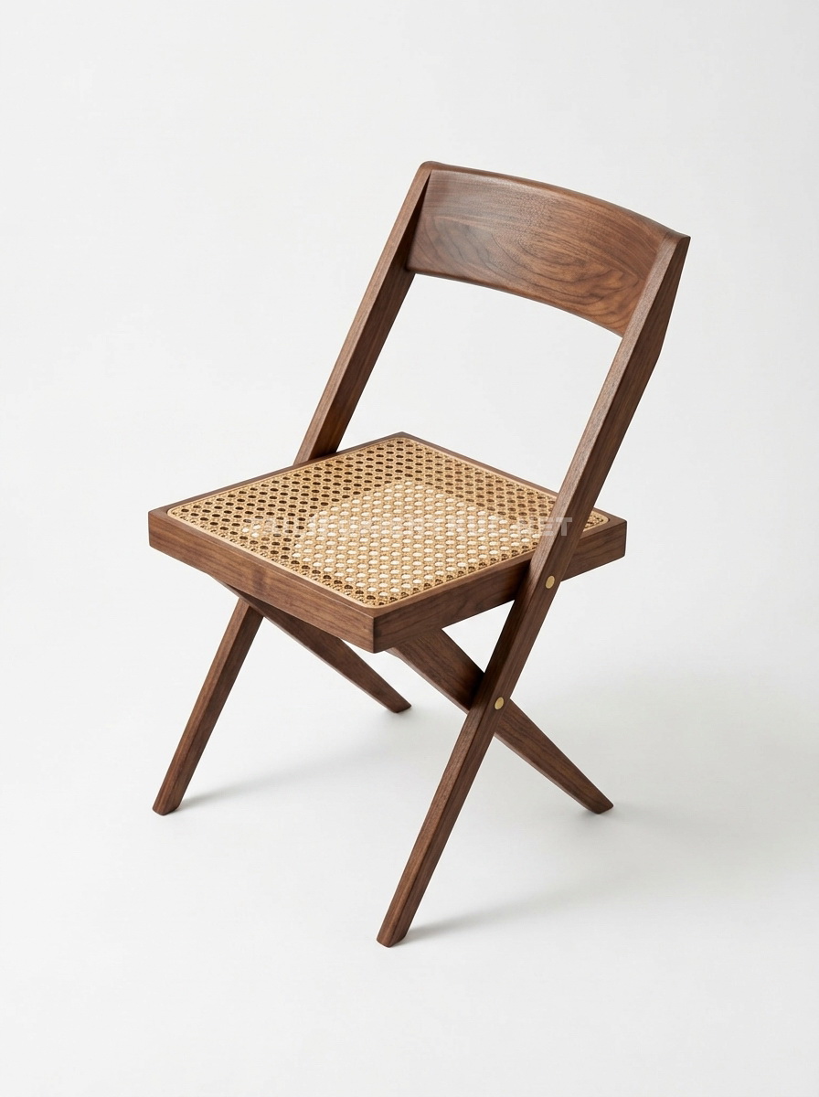 222. Model SketchUp Ghế gỗ xếp lót mây đan tự nhiên