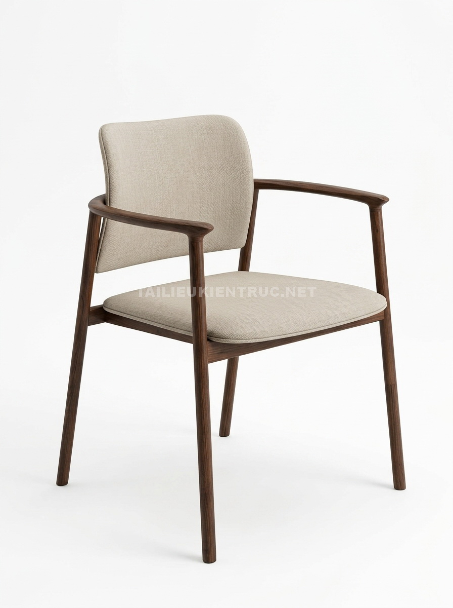 231. Model sketchup Ghế gỗ tự nhiên bọc nệm phong cách Scandinavian