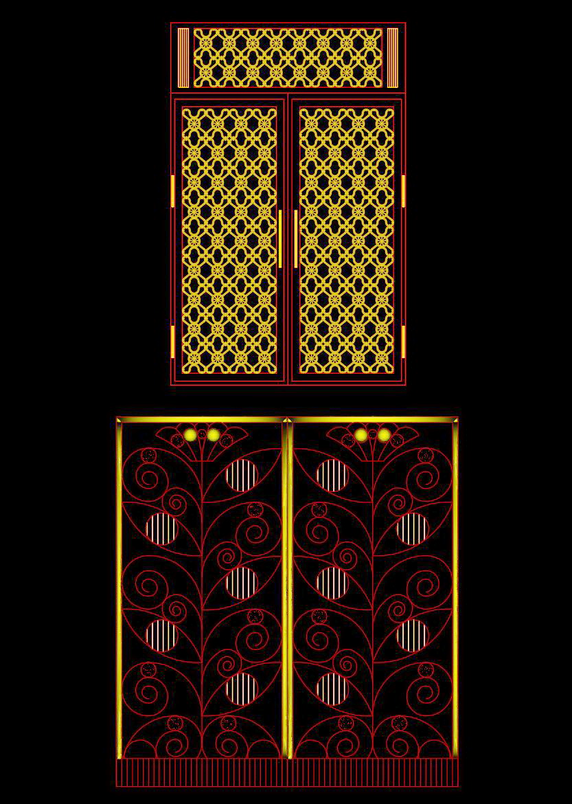 8. Bản vẽ mặt đứng cổng hoa sắt miễn phí