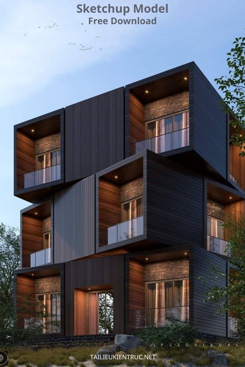 30. Phối cảnh sketchup biệt thự độc đáo tải miễn phí