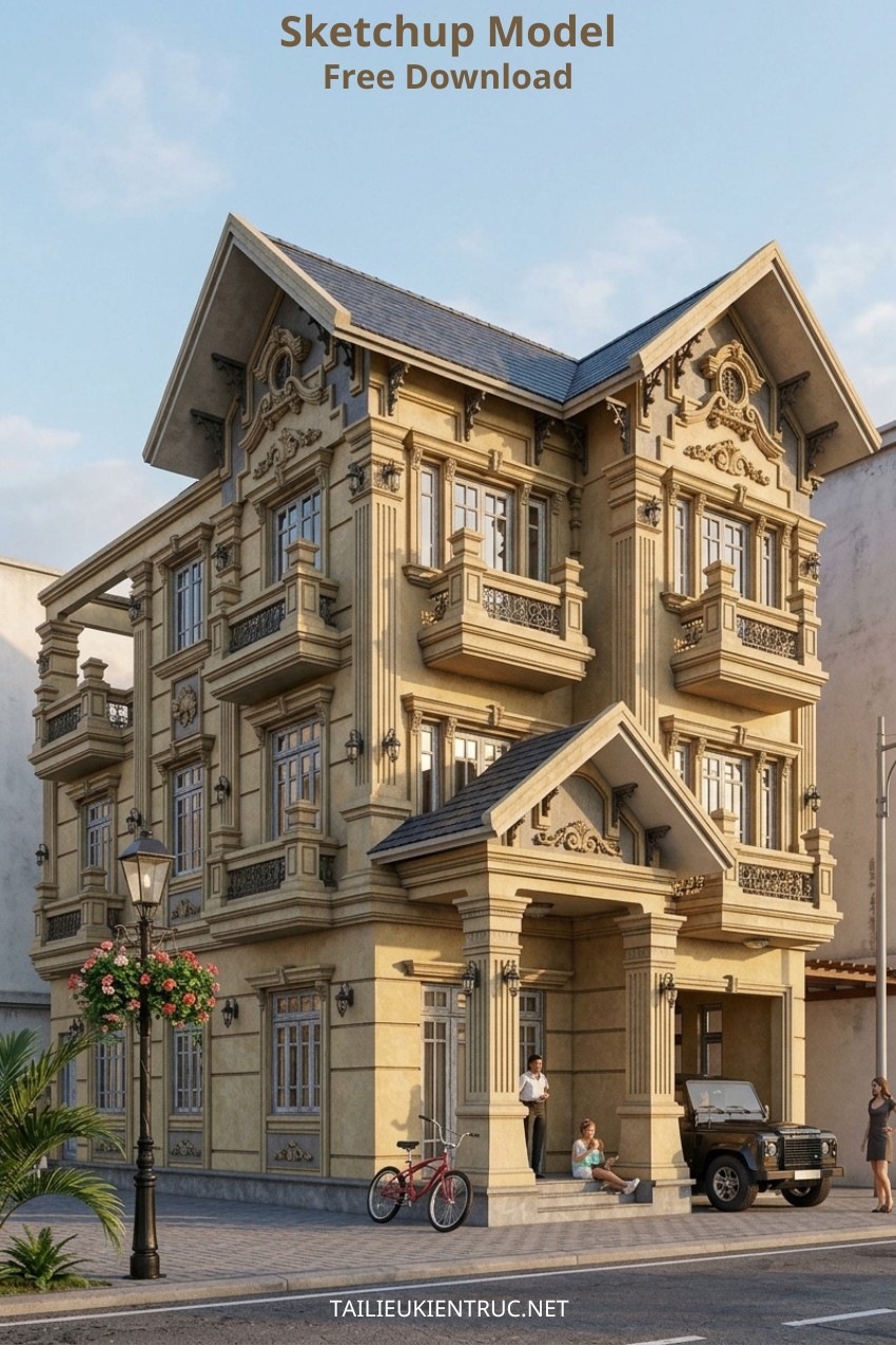 31. Phối cảnh sketchup biệt thự phong cách Pháp tác giả Cuong H