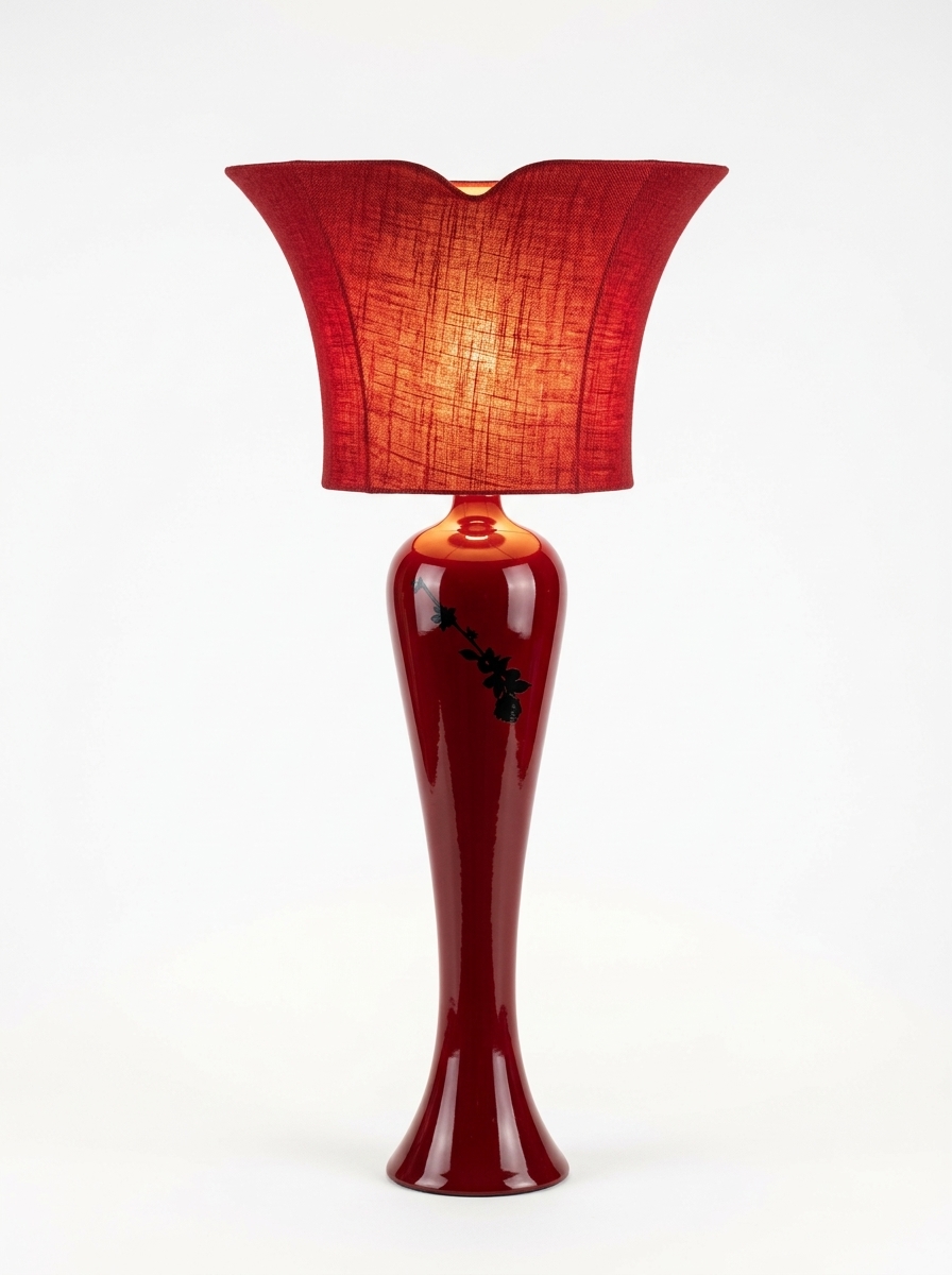 5. Model Sketchup Đèn Bàn Gốm Sứ Đỏ Dáng Bình Cao Sang Trọng