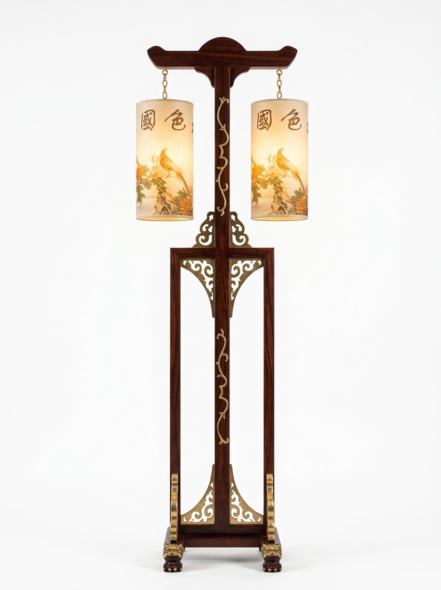 10. File Sketchup Đèn Sàn Đôi Cổ Điển Khảm Đồng Tinh Xảo