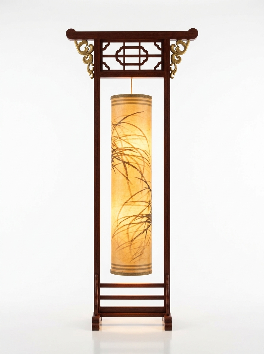 14. File Sketchup Đèn Thả Sàn Dáng Cao Họa Tiết Triện Góc