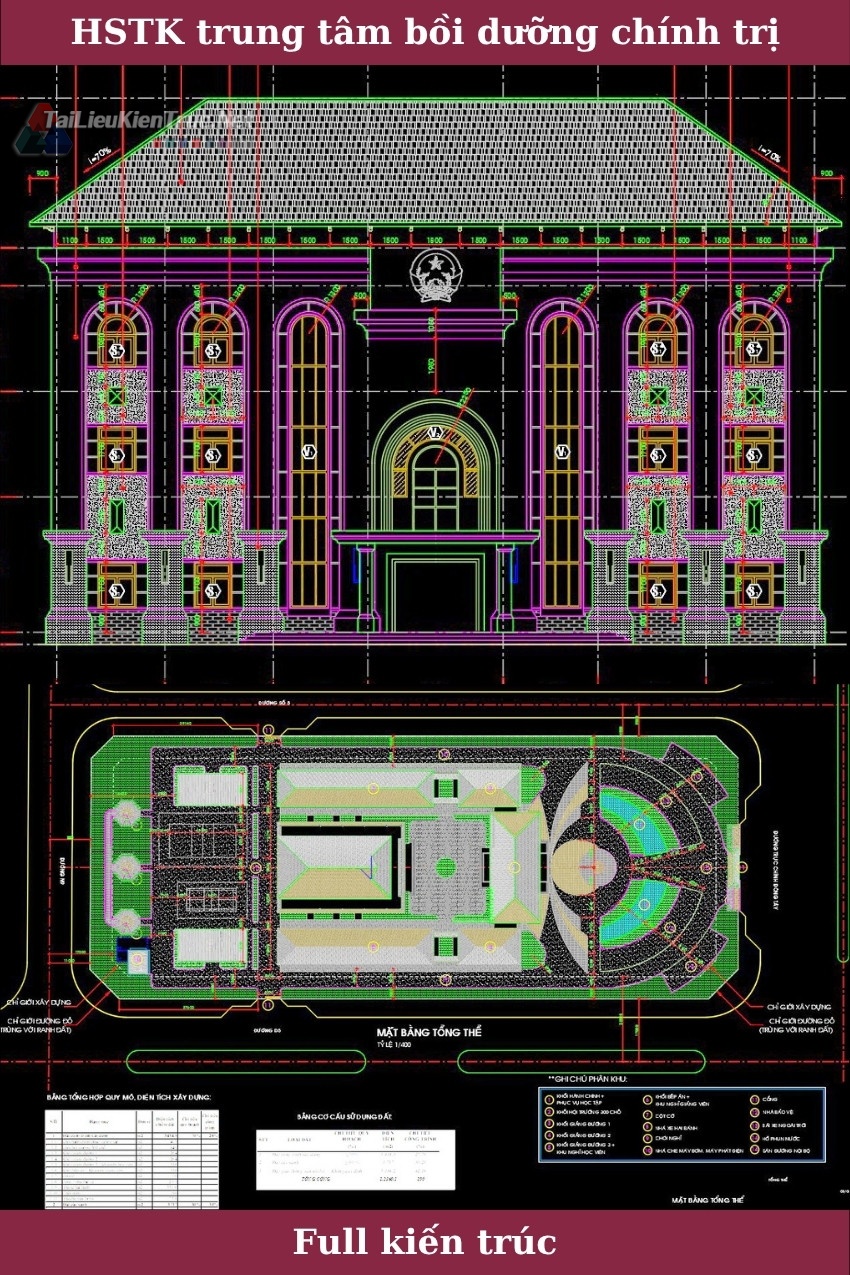 Bản vẽ autocad hồ sơ thiết kế trung tâm bồi dưỡng học viên