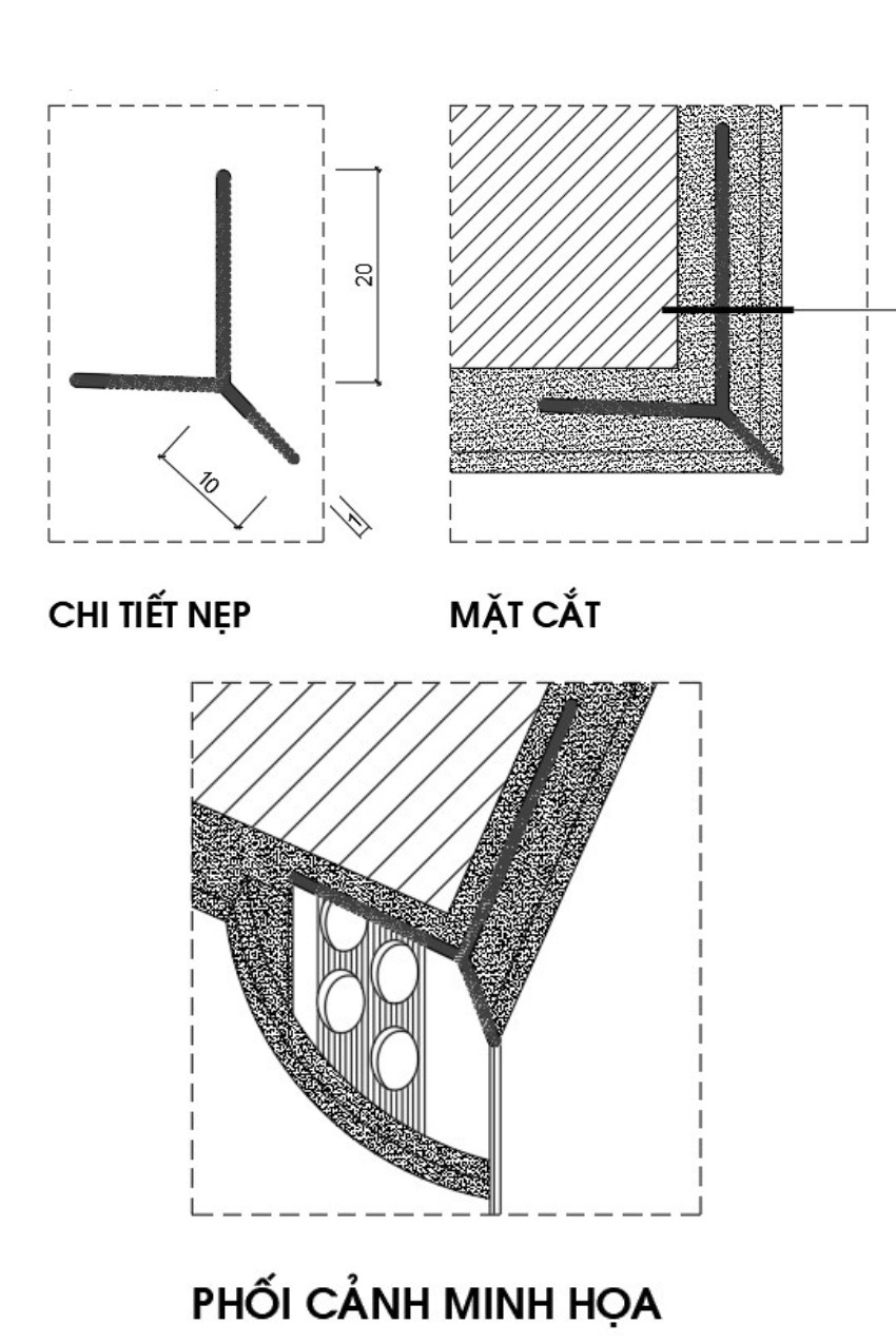 39. Chi tiết nẹp góc trát tường
