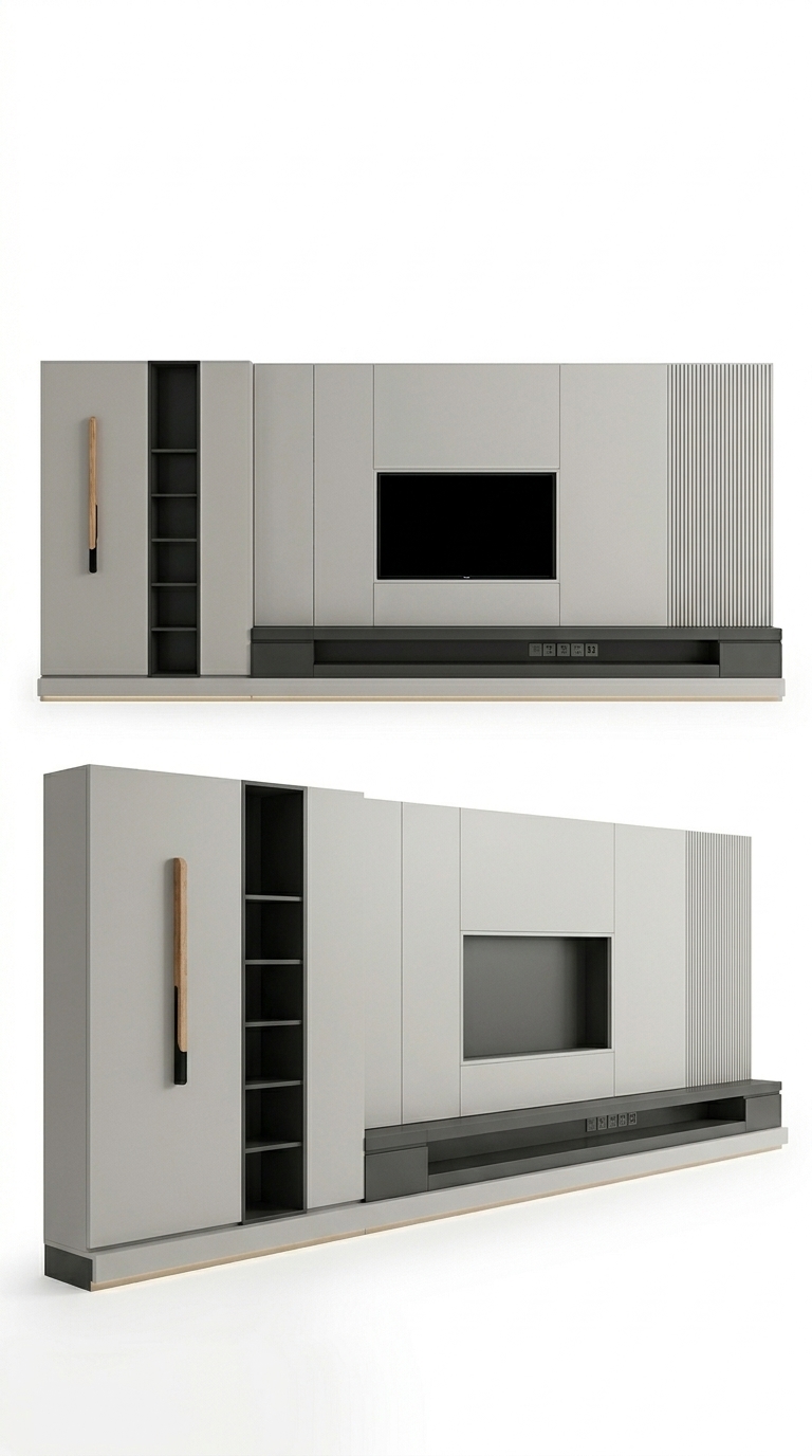 30. Thư viện model vách tivi phong cách hiện đại - đường nét tối giản