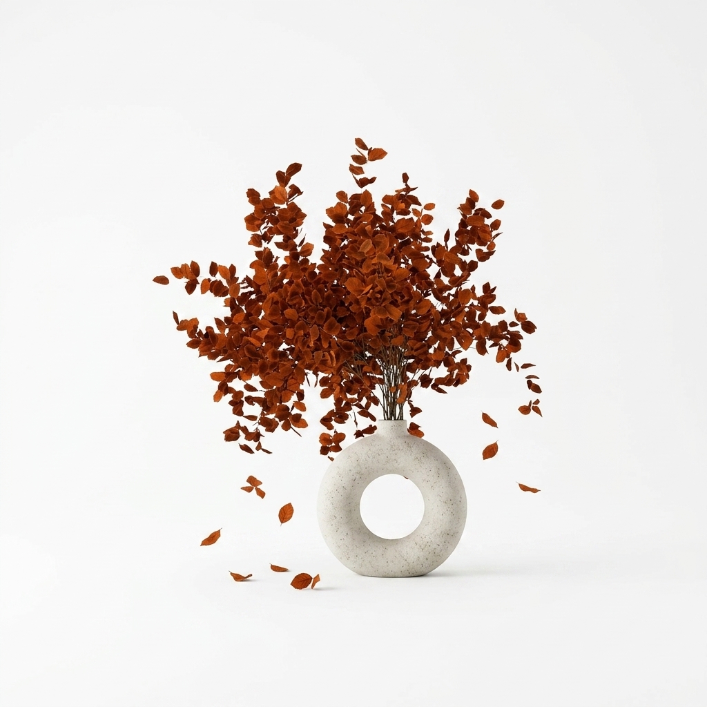 215. Model Sketchup bình sứ tròn và cành lá khô phong cách tối giản cho phối cảnh 3D