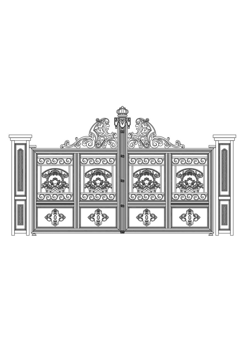 31. File DWG cổng nhôm đúc phong cách Châu Âu sang trọng cho biệt thự