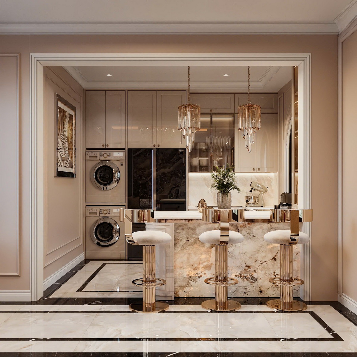 86. Phối cảnh 3ds max bếp và quầy bar tác giả Arc HDanh