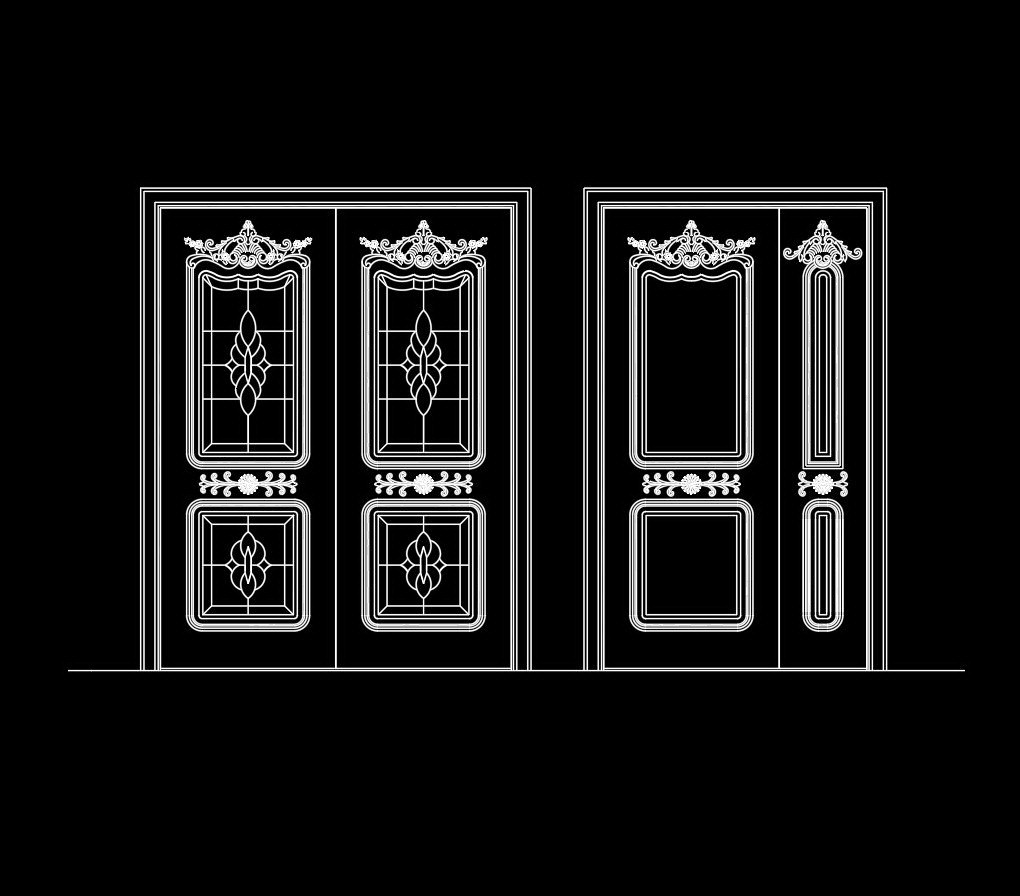 73. Bản vẽ autocad cửa hai cánh gỗ tự nhiên