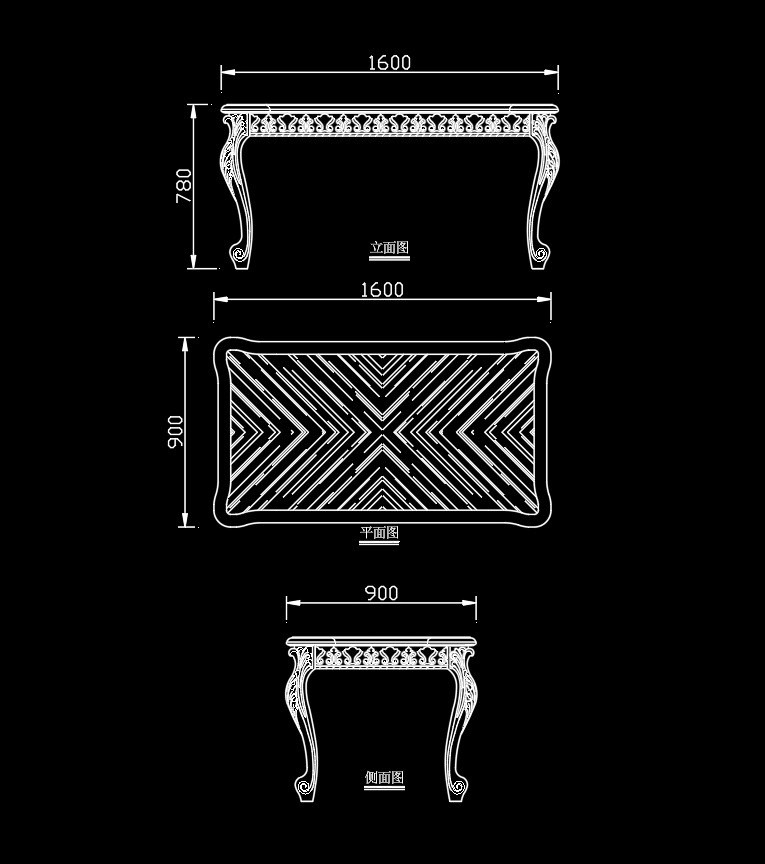 115. Bản vẽ cad bàn tân cổ điển miễn phí