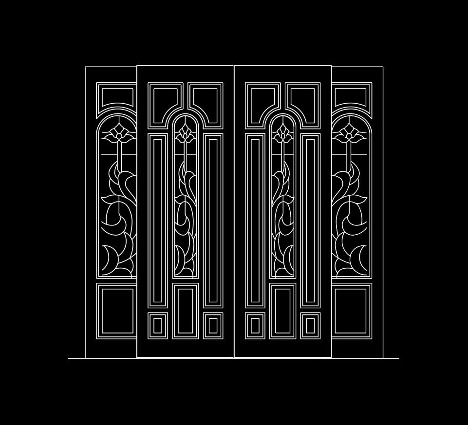 81. Bản vẽ gỗ kính tân cổ điển