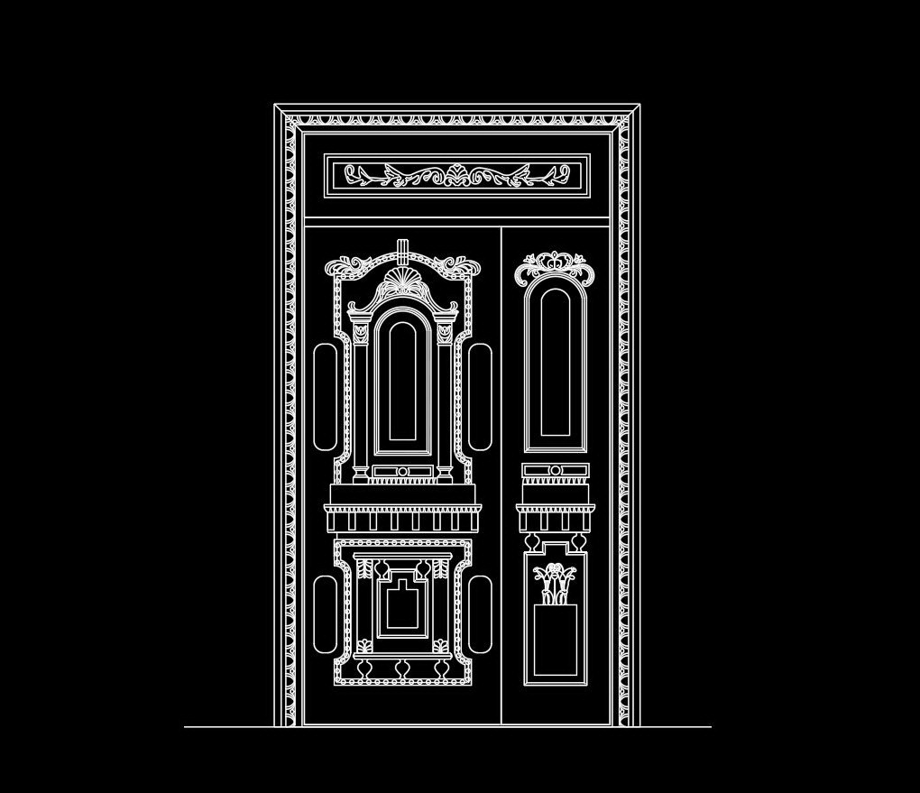 83. Bản vẽ cad cửa gỗ tân cổ điển
