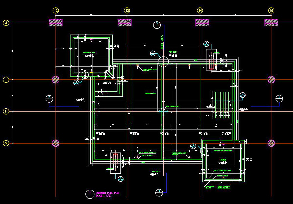 26. Bản vẽ chi tiết bể bơi tải miễn phí
