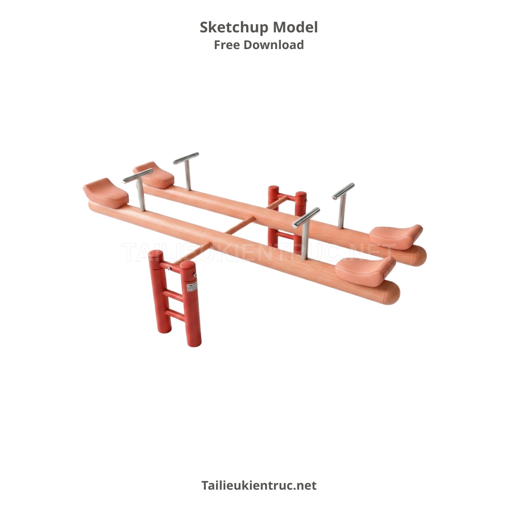 1. Tải Model Sketchup Bập Bênh Gỗ 4 Chỗ Ngồi Miễn Phí